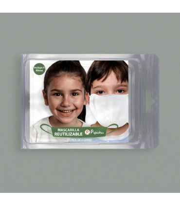 Kit NIÑ@ Mascarilla Reutilizable con 5 filtros reemplazables FFP2
